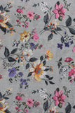 Grey Multicolor Flower Digital Printed Cotton Slub Fabric