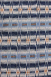 Cream Blue Abstract Zigzag Digital Printed Cotton Slub Fabric