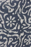 Black Abstract Flower Hand Block Printed Jute Fabric