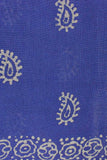 Blue Abstract Paisley Hand Block Printed Jute Fabric