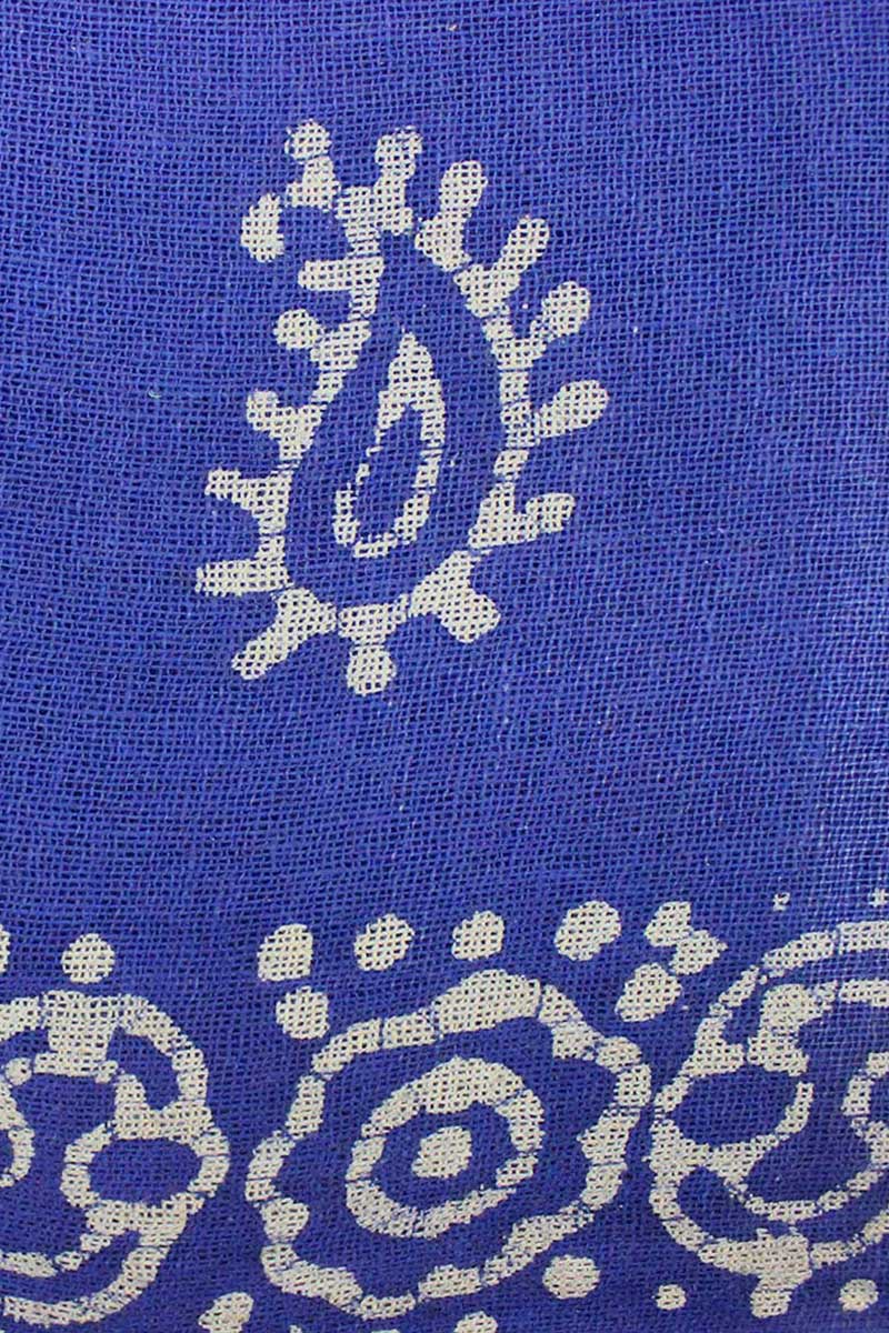 Blue Abstract Paisley Hand Block Printed Jute Fabric